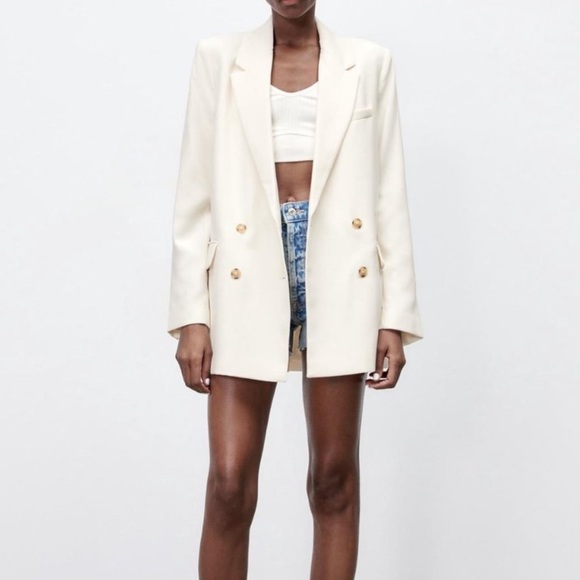 Zara Jackets & Blazers - Zara Blazer Ivory Double Breasted